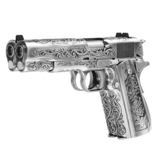 Mexico Druglord 1911A1 Double Barrel GBB Full Metal Satin Chrome Etched by We